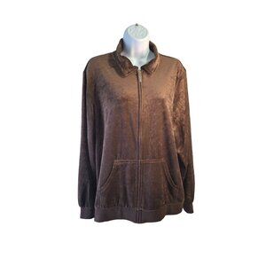 New York Laundry Athleisure Zip-Up Jacket Womens 2X Brown